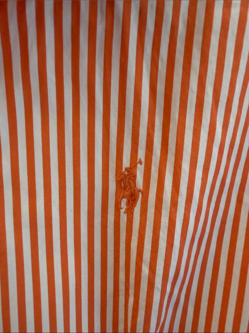 Ralph Lauren Sport Creamsicle Orange Nautical Striped Button-Up Shirt 10 Cotton - Picture 4 of 8